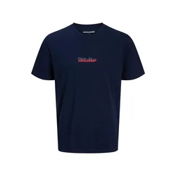 JACK & JONES Majica JJKENDRICK temno modra / živo rdeča / bela