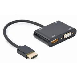 GEMBIRD A-HDMIM-HDMIFVGAF-01 Adapter/Kabl HDMI M to HDMI F + VGA F + audio, Crni