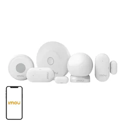Imou Home security system, ZG2 gateway, ZE1 emergency alarm button, ZD1 door and window sensor, ZP1 motion sensor