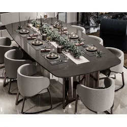 Casa Padrino Luxury Dining Table Gray/Bronze 240.5 x 112 x H. 76 cm - Rectangular Luxury Kitchen Table - Dining Room Furniture - Luxury Furniture