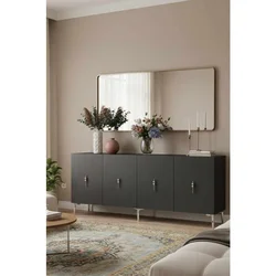 Hanah Home komoda Ayshe 180, 180 cm, antracit / srebrna