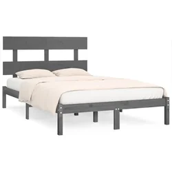 Vidaxl Posteljni okvir siv iz trdnega lesa 200x200 cm