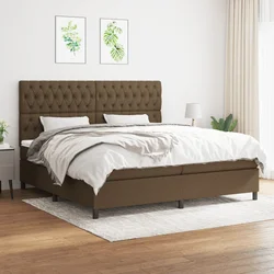 vidaXL Box spring postelja z vzmetnico temno rjav 200x200 cm blago