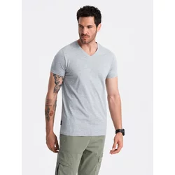 Ombre BASIC mens classic cotton tee-shirt with a crew neckline - grey melange