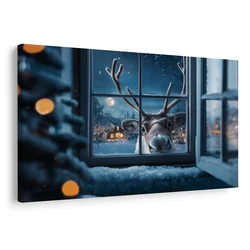 Slika kukajoči božični jelen - 60x40