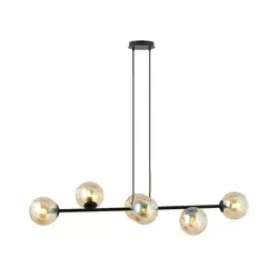 Luster na sajli ROSSI 6xE14/10W/230V crna/bež