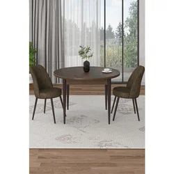 Hanah Home trpezarijski set Tor, sto i 2 stolice, ploča u dekoru drveta Baroque, braon tkanina Babyface