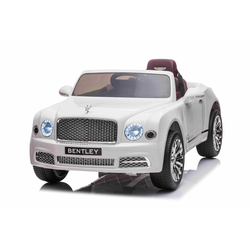Beneo Dječji auto na akumulator Bentley Mulsanne 12V, bijeli, sjedalo od umjetne kože, daljinski upravljač 2,4 GHz, Eva kotači, USB / Aux ulaz, ovjes, 12V / 7Ah baterija, LED svjetla, mekani EVA kotači, 2