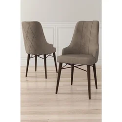 Hanah Home set trpezarijskih stolica Neta 8 kom, kapućino tkanina Babyface, drvene noge boje oraha