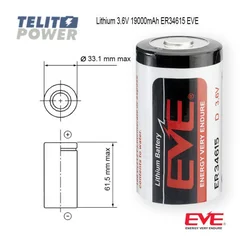 TelitPower baterija lithium ER34615 3.6V 19000mAh EVE ( 1975 )