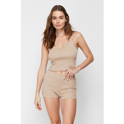 Trendyol Gray Lace Detailed Camisole Knitted Pajamas Completo Pigiama, Donna