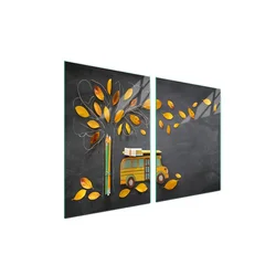 shumee Steklena zaščitna plošča za štedilnik 2x45x52 Leaf