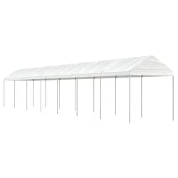 Sjenica s krovom bijela 15,61 x 2,28 x 2,69 m polietilen