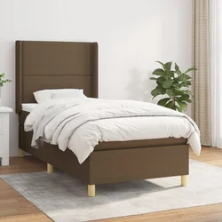 vidaXL Box spring postelja z vzmetnico temno rjava 100x200 cm blago