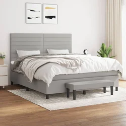 shumee Box spring postelja z vzmetnico svetlo siva 180x200 cm blago