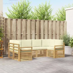 Set vanjskih sofa 6 pcs Bijela i krem 245 x 130,5 x 73 cm