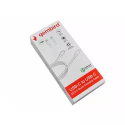 GEMBIRD CCP-AMCM-AMCM-1.8M USB 2.0 Type-C to Type-C cable (AM/CM), QC3.0, 1.8m WHITE (143)