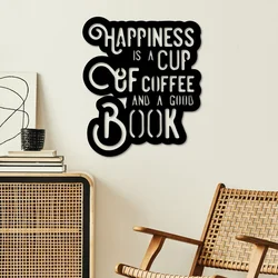 Wallity Zidna dekoracija Happiness Coffee, 38 x 44 cm, Crna