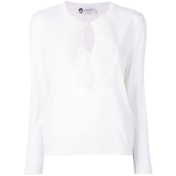Lanvin-lace trim sweater-women-White