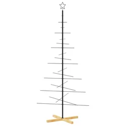 Metalno božićno drvce s drvenom bazom crno 180 cm