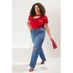Trendyol Curve Red Camisole Knitted Plus Size Blouse