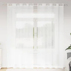 Voile zavjesa sa zavjesama 2 pcs Bijelo 260 x 140 cm Poliester
