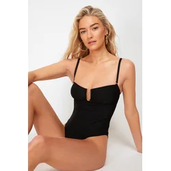 Trendyol Black Strapless Accessory High Leg Regular Swimsuit
