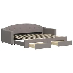 Vidaxl Izvlečna dnevna postelja s predali taupe 80x200 cm blago