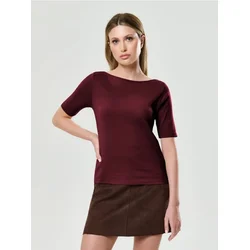 Sinsay - Pamučna basic majica - burgundy