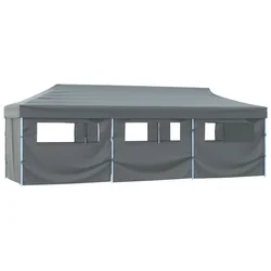 Sklopivi šator za zabave s 8 bočnih zidova 870x291x315 cm antracit