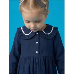 Sinsay - Pamučna babydoll haljina sa ukrasnom kragnom - mornarsko