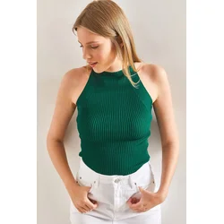 Bianco Lucci Womens Ribbed Zero Sleeve Blouse
