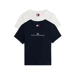 Tommy Jeans Majica temno modra/bela