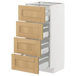 METOD / MAXIMERA Podni element 4 fronta/4 fioke, bela/Forsbacka hrastovina, 40x37 cm
