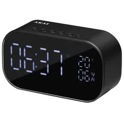 AKAI ABTS-S2 Budilica s FM Radio, Bluetooth, HandsFree, USB i microSD – Crna, S Baterijom