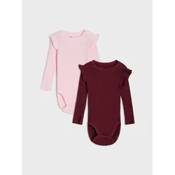 Sinsay - Pamučni bodi od rebrastog pletiva 2 pack - pastelno roze