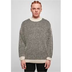 Oversized two-tone sweater white sand/black
