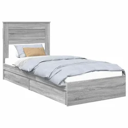 Vidaxl Postelja s shranjevanjem z vzglavjem Siva Sonoma 75 x 190 cm