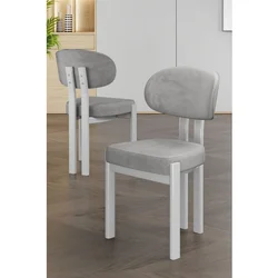 Hanah Home set trpezarijskih stolica Dore 4 kom, siva tkanina Babyface, bele metalne noge
