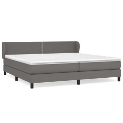 Vidaxl Box spring postelja z vzmetnico siva 200x200 cm umetno usnje