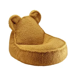 Rjava otroška vreča za sedenje iz tkanine bouclé Bear – Wigiwama