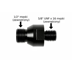shumee Adapter 1/2 moški na 5/8 UNF x 16 moški, titan