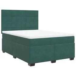 Vidaxl Box spring postelja z vzmetnico temno zelena 140x200 cm žamet