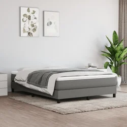 shumee Box spring postelja z vzmetnico temno siva 140x200 cm blago
