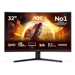 Monitor AOC 80 cm (31,5) CQ32G4VE 2560x1440 Curved Gaming 180Hz Fast-VA 0,5ms 2xHDMI DisplayPort  sRGB124,2% AdaptiveSync HDR10