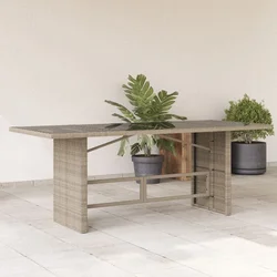 Vrtni stol sa staklenom pločom sivi 190x80x74 cm od poliratana