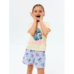Sinsay - Pamučna dvodelna Stitch pidžama - svetlo žuta