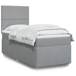 Box spring postelja z vzmetnico svetlo siva 80x200 cm blago