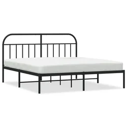 Vidaxl Kovinski posteljni okvir z vzglavjem črn 180x200 cm