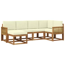 Set vanjskih sofa s jastukom 6 pcs Prirodna i krem Poliester